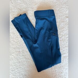 Willit Blue Riding Style Leggings Knee Patch Zip Pocket XS